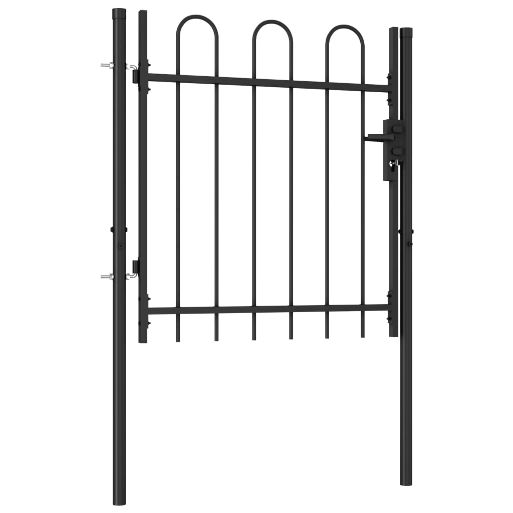  Jednokrídlová plotová brána s oblúkom, oceľ 1x1 m, čierna