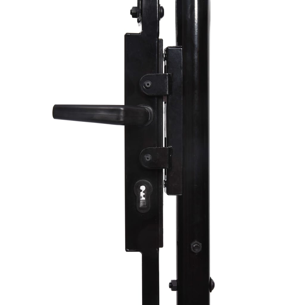 vidaXL Fence Gate Single Door with Arched Top Steel 3.2'x3.9' Black