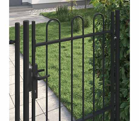 vidaXL Portail de cl&ocirc;ture BOXTEL &agrave; porte simple avec arc en haut, acier 1 x 1,5 m, noir