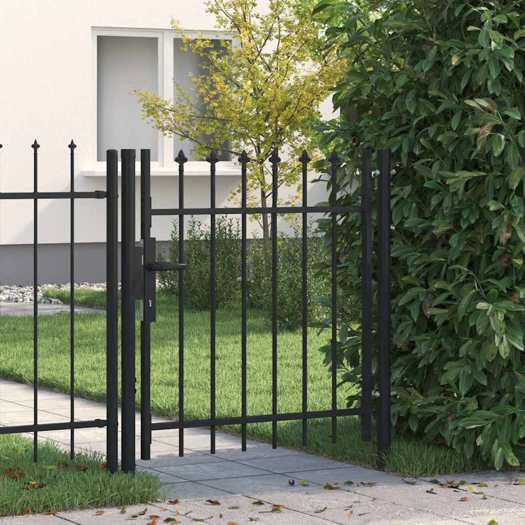 vidaXL Zauntor Einzelflügel mit Speerspitzen Stahl 1 x 1 m Schwarz