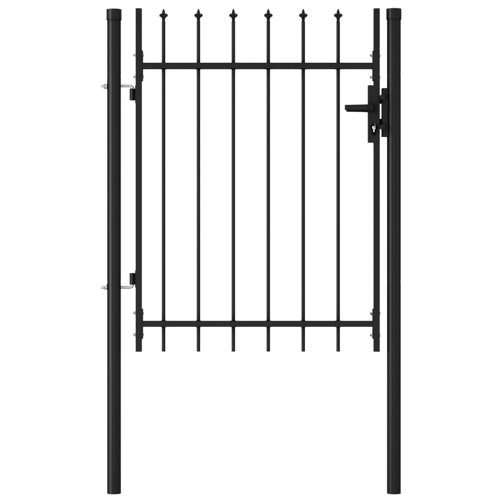 vidaXL Poartă de gard, o ușă, cu vârf suliță, negru, 1 x 1,2 m, oțel vidaXL
