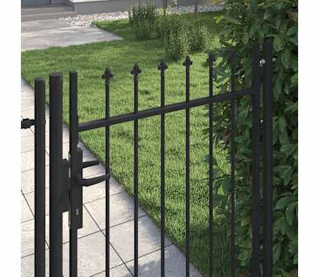 vidaXL Fence Gate BOXTEL Single Door with Spike Top Steel 1x1.2 m Black