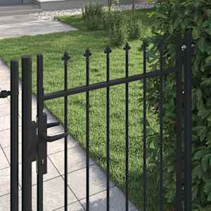 vidaXL Fence Gate BOXTEL Single Door with Spike Top Steel 1x1.2 m Black