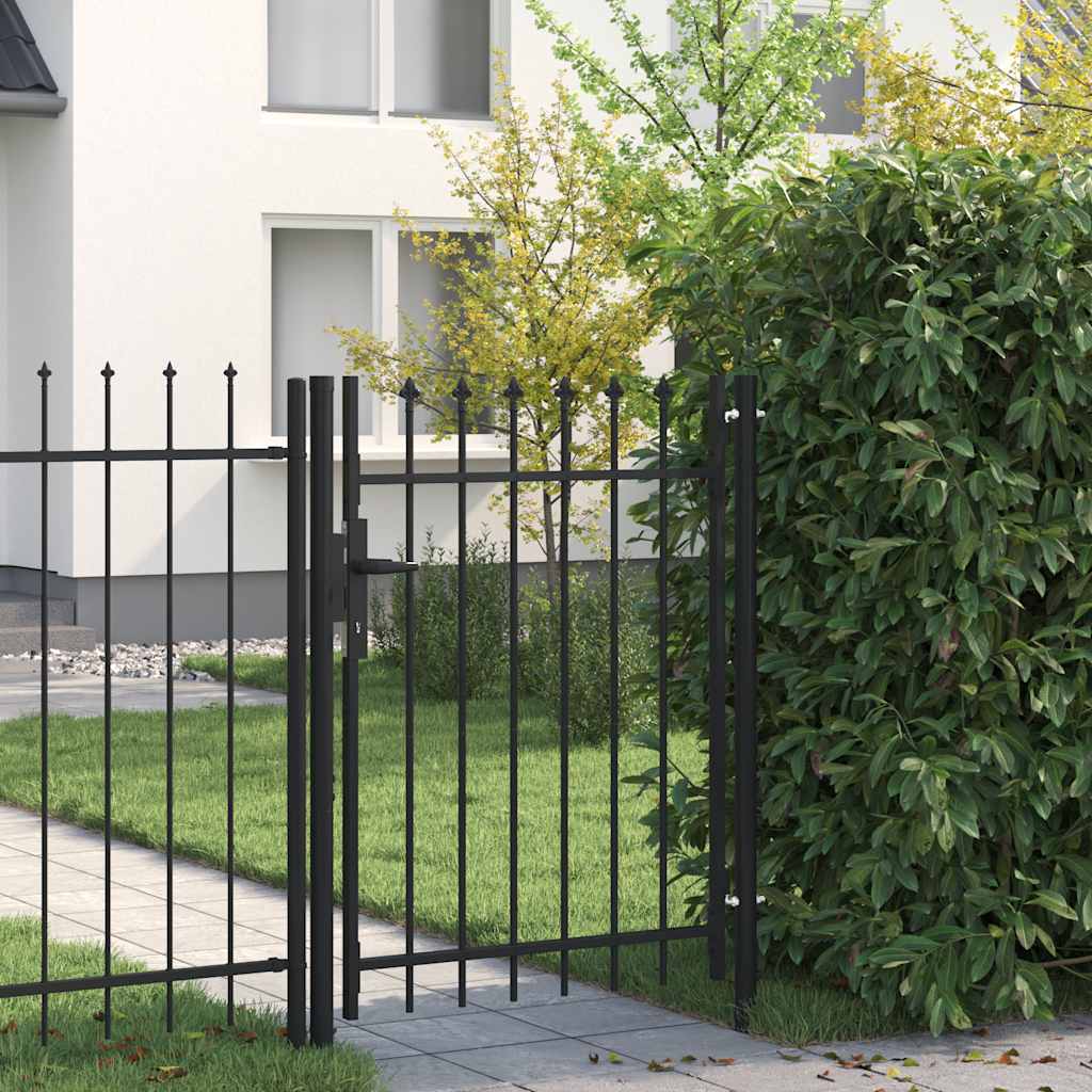 vidaXL Zauntor Einzelflügel mit Speerspitzen Stahl 1 x 1,2 m Schwarz