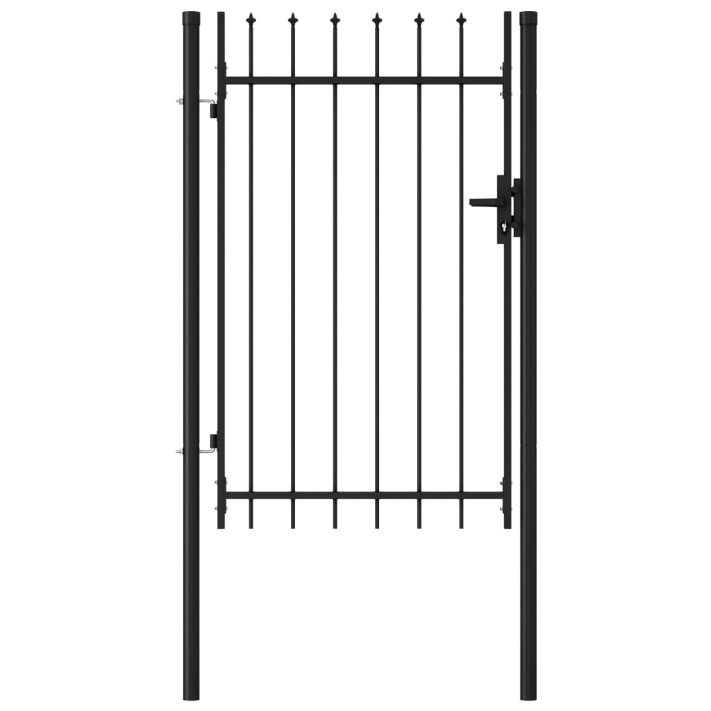 vidaXL Poartă de gard cu o ușă, vârf ascuțit, negru, 1 x 1,5 m, oțel vidaXL