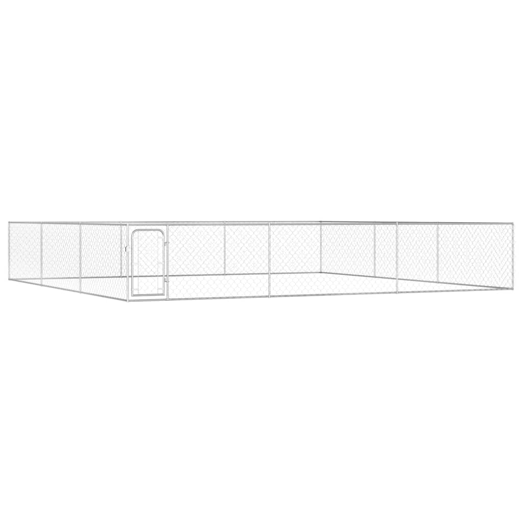 

vidaXL Outdoor Dog Kennel Galvanized Steel 19.7'x19.7'x3.3'