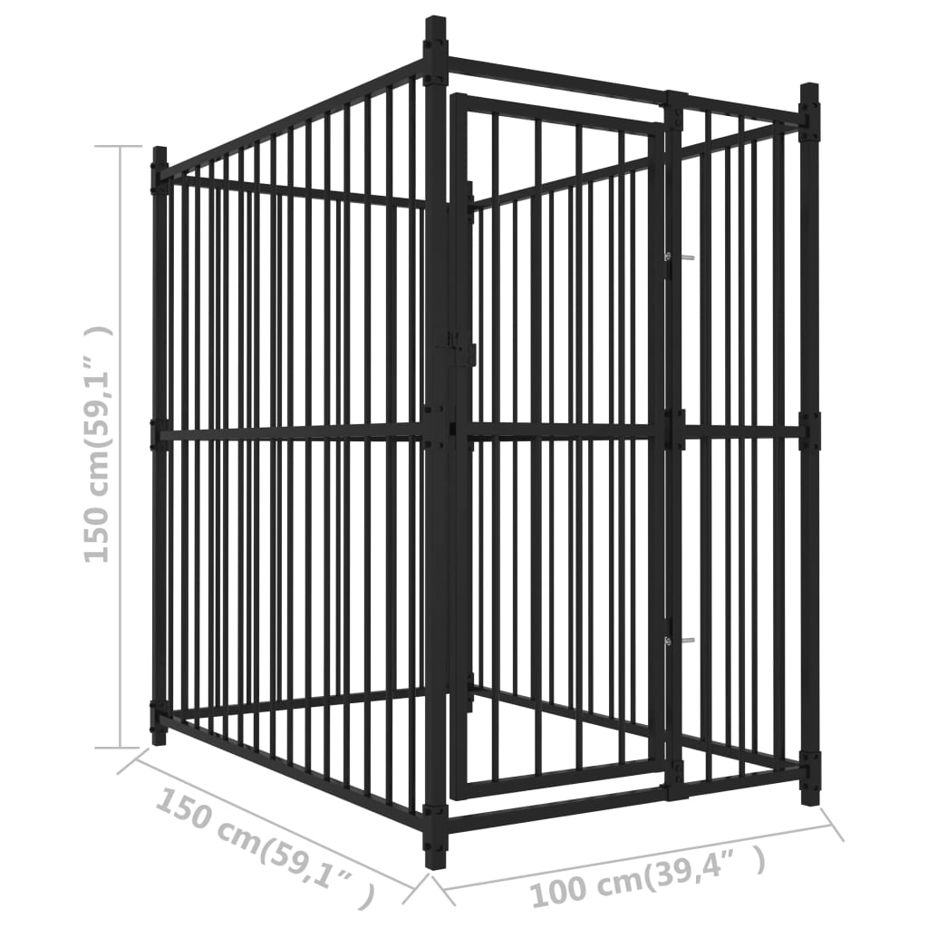 vidaXL Outdoor Dog Kennel 59.1"x39.4"x59.1"