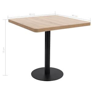 Bistro stolek světle hnědý 80 x 80 cm MDF - obrázek 6