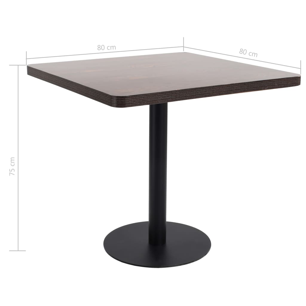  Bistro stolík tmavohnedý 80x80 cm MDF