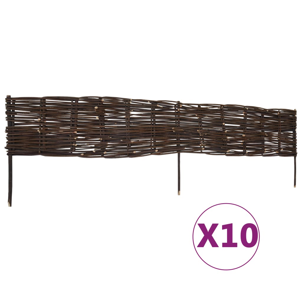 vidaXL Garduri de bordură pentru grădină, 10 buc., 120×35 cm, salcie vidaXL