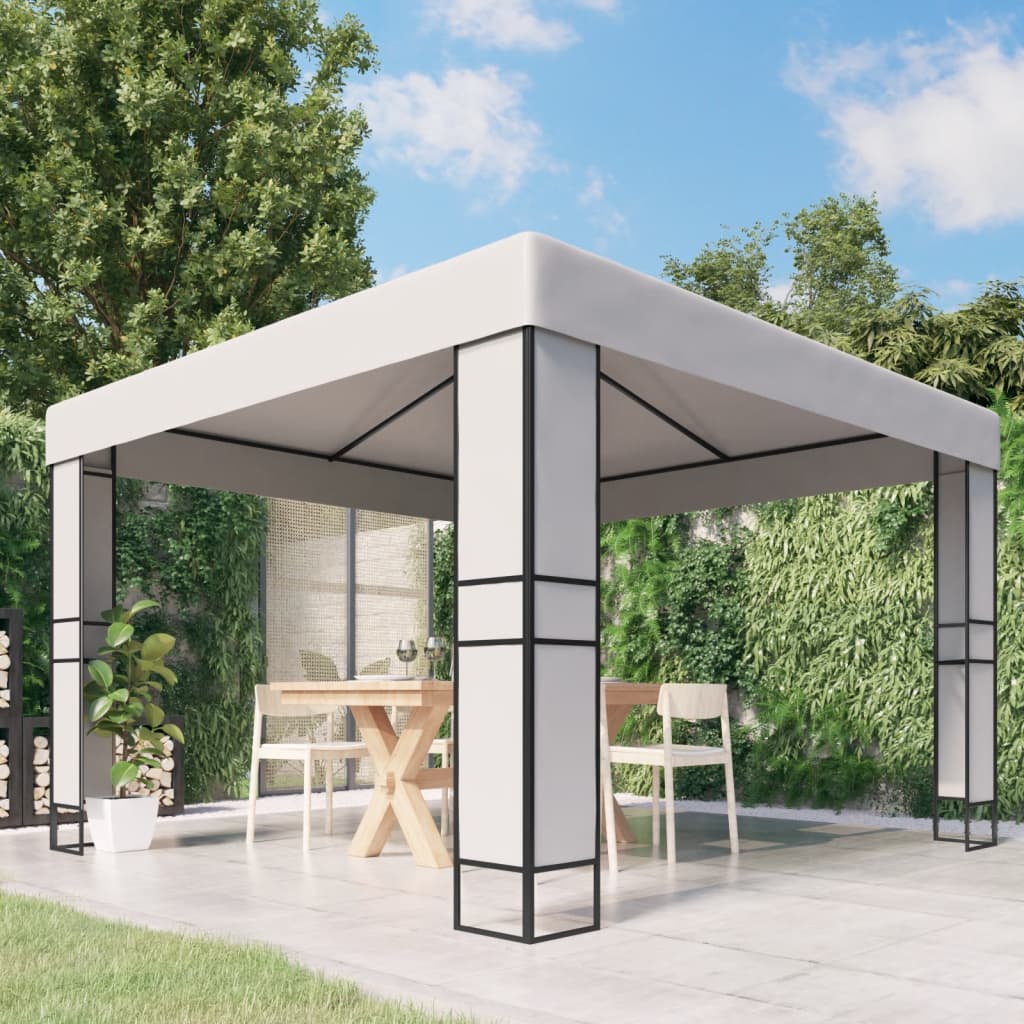 Pavillon mit Doppeldach 3 x 3 m Weiß