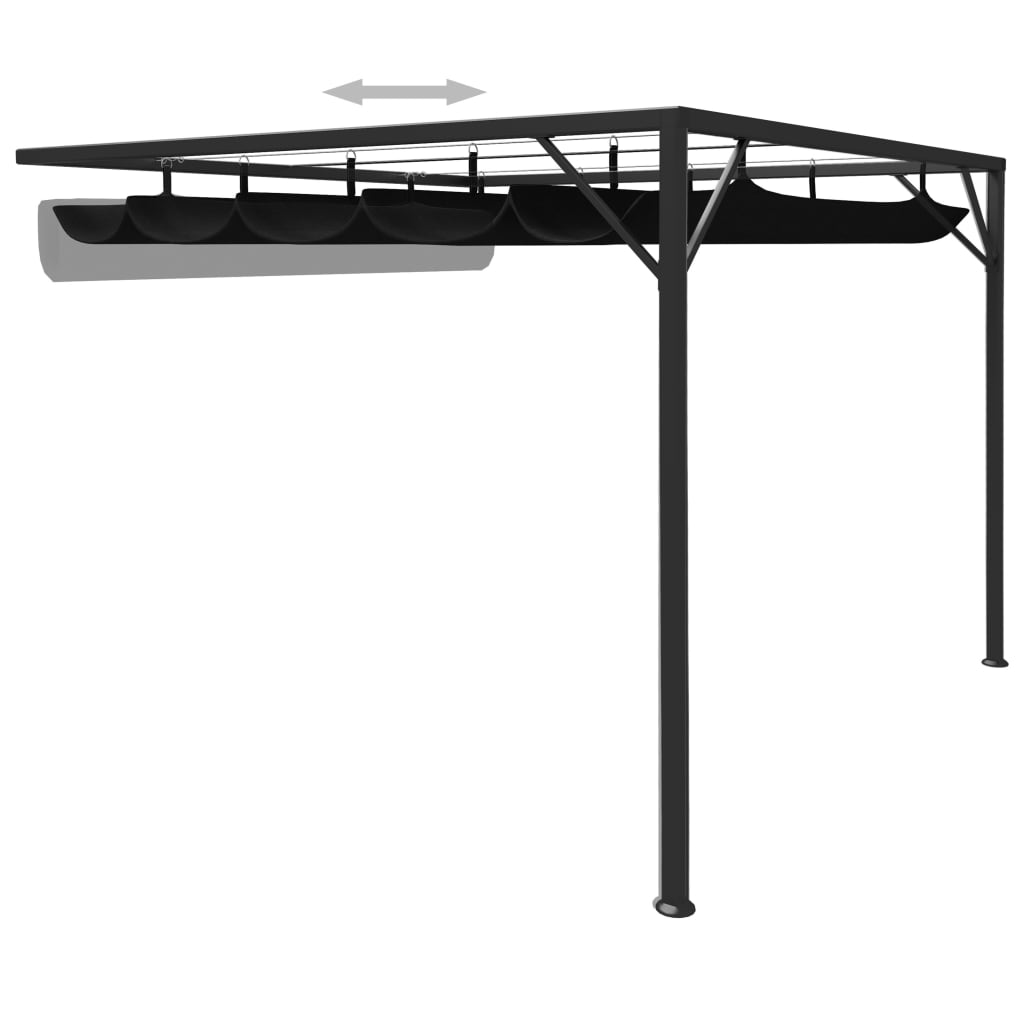 vidaXL Garden Wall Gazebo with Retractable Roof Canopy 118.1"x118.1" Anthracite