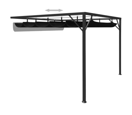 vidaXL Garden Wall Gazebo with Retractable Roof Canopy 3x3 m Anthracite