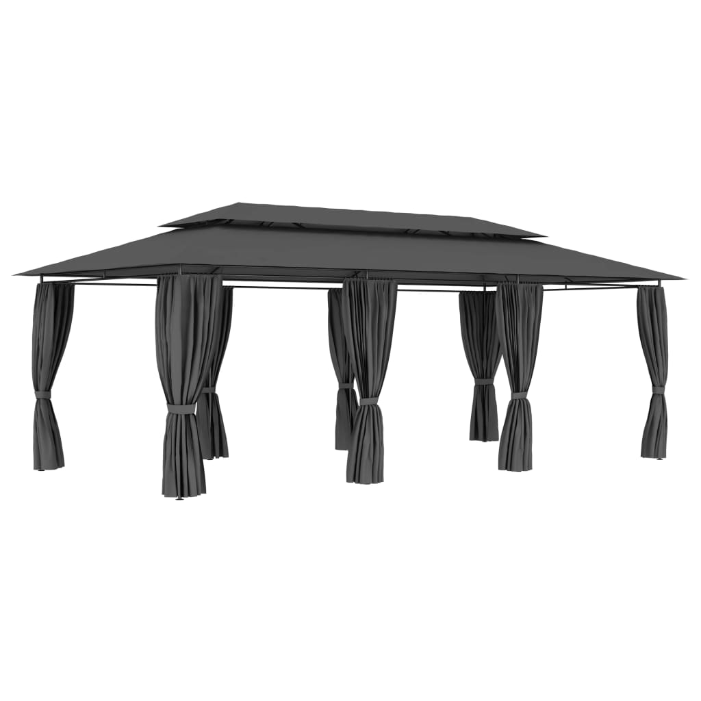 

vidaXL Gazebo with Curtains 236.2"x117.3"x106.3" Anthracite