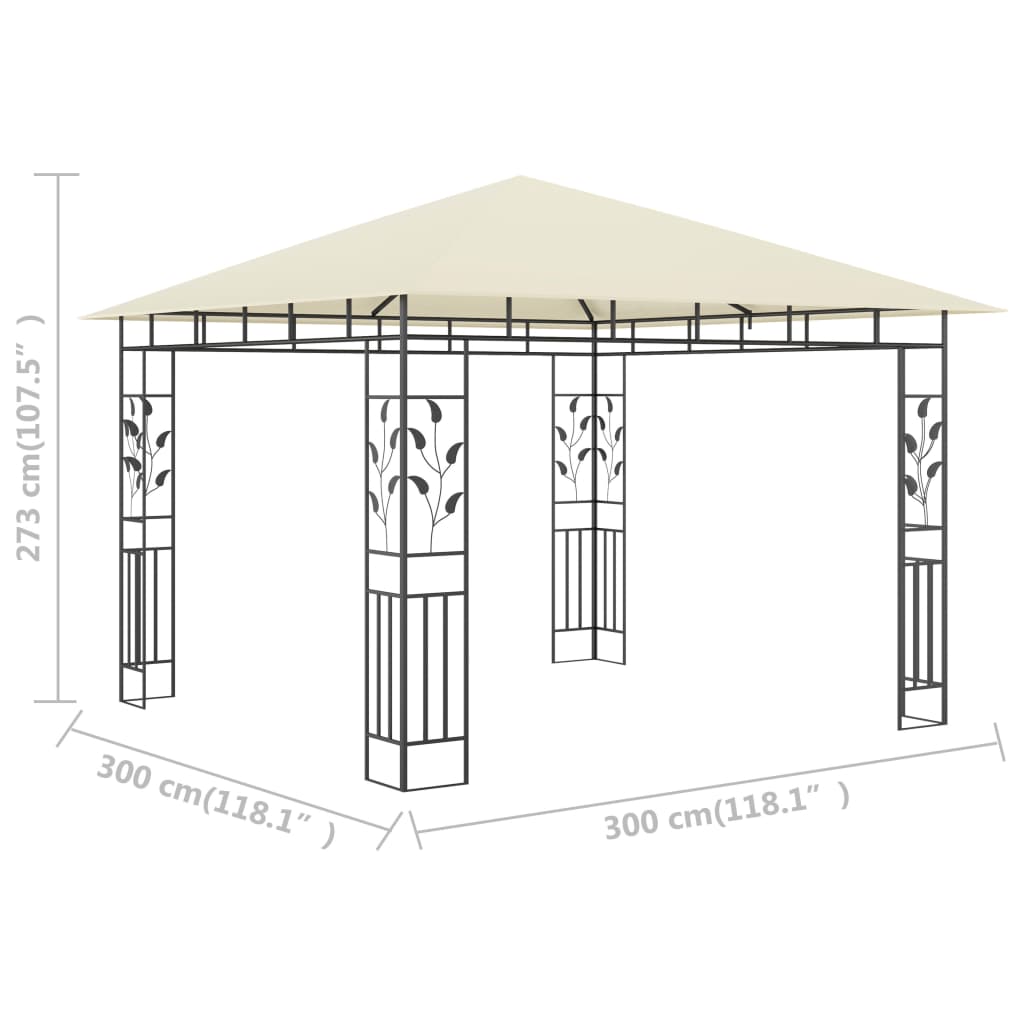 Pavilion cu plasă anti-țânțari, crem, 3x3x2,73 m, 180 g/m²