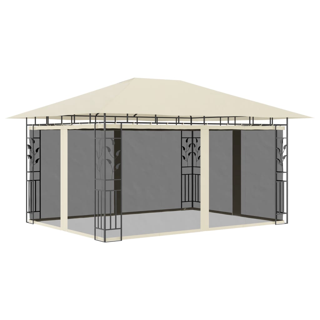 vidaXL Pavilion cu plasă anti-țânțari, crem, 4x3x2,73 m, 180 g/m² vidaXL