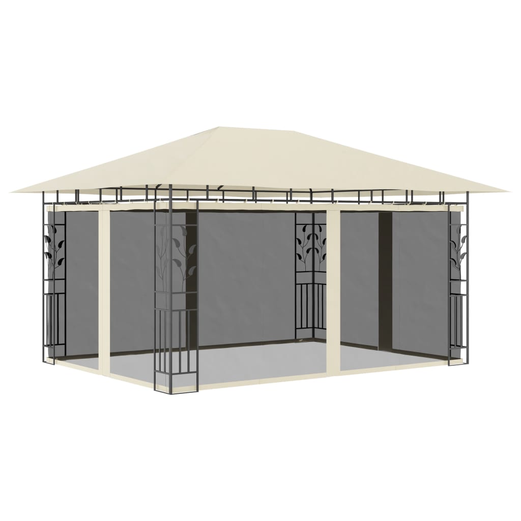 vidaXL Pavillon mit Moskitonetz 4x3x2,73 m Creme 180 g/m²