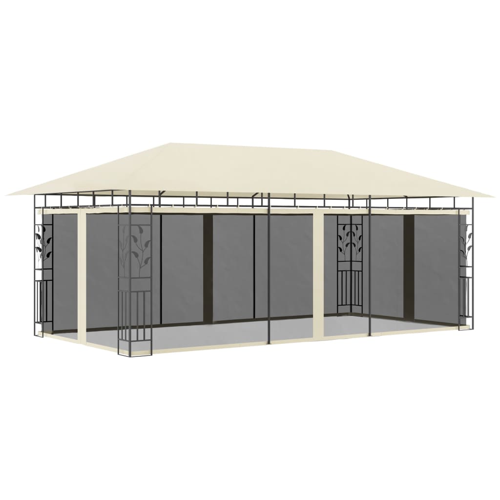 vidaXL Pavilion cu plasă anti-țânțari, crem, 6 x 3 x 2,73 m vidaXL