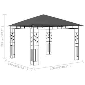 Altán s moskytiérou 3 x 3 x 2,73 m antracitový 180 g/m² - obrázek 6