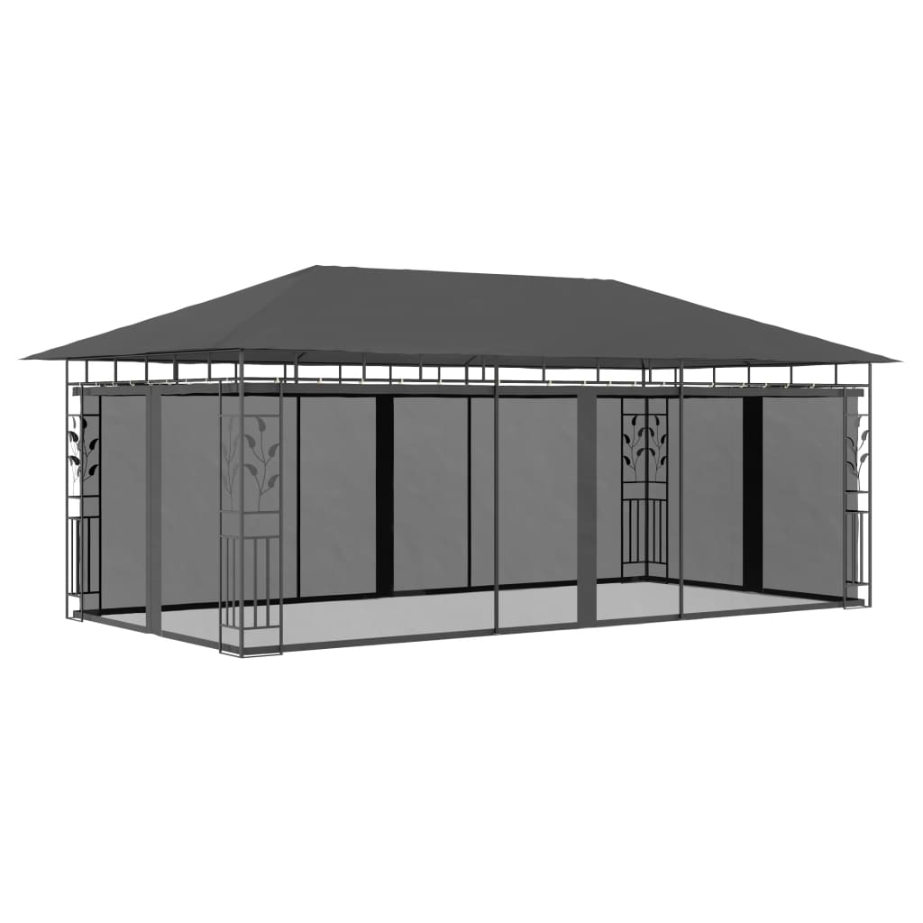 7: vidaXL pavillon med myggenet 6x3x,2,73 m antracitgrå