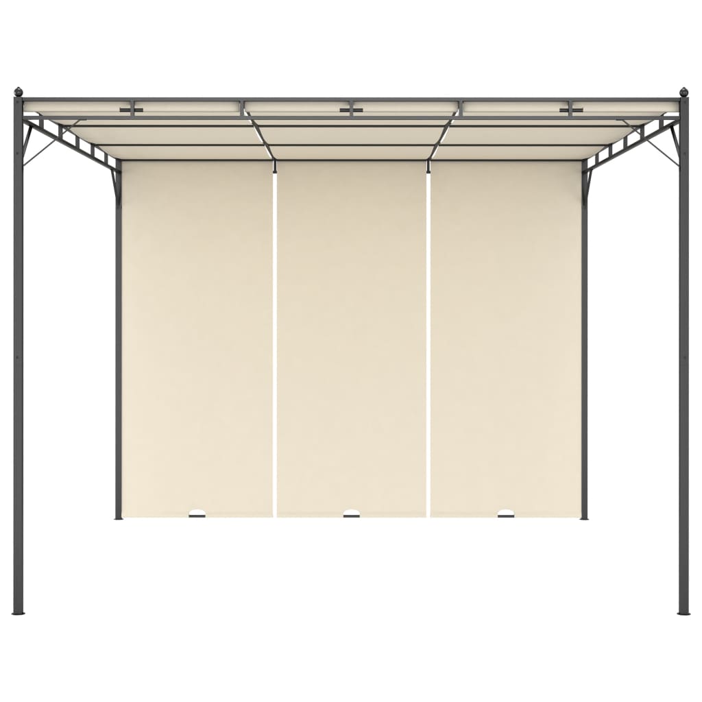 vidaXL Garden Gazebo with Side Curtain 3x3x2.25m Cream