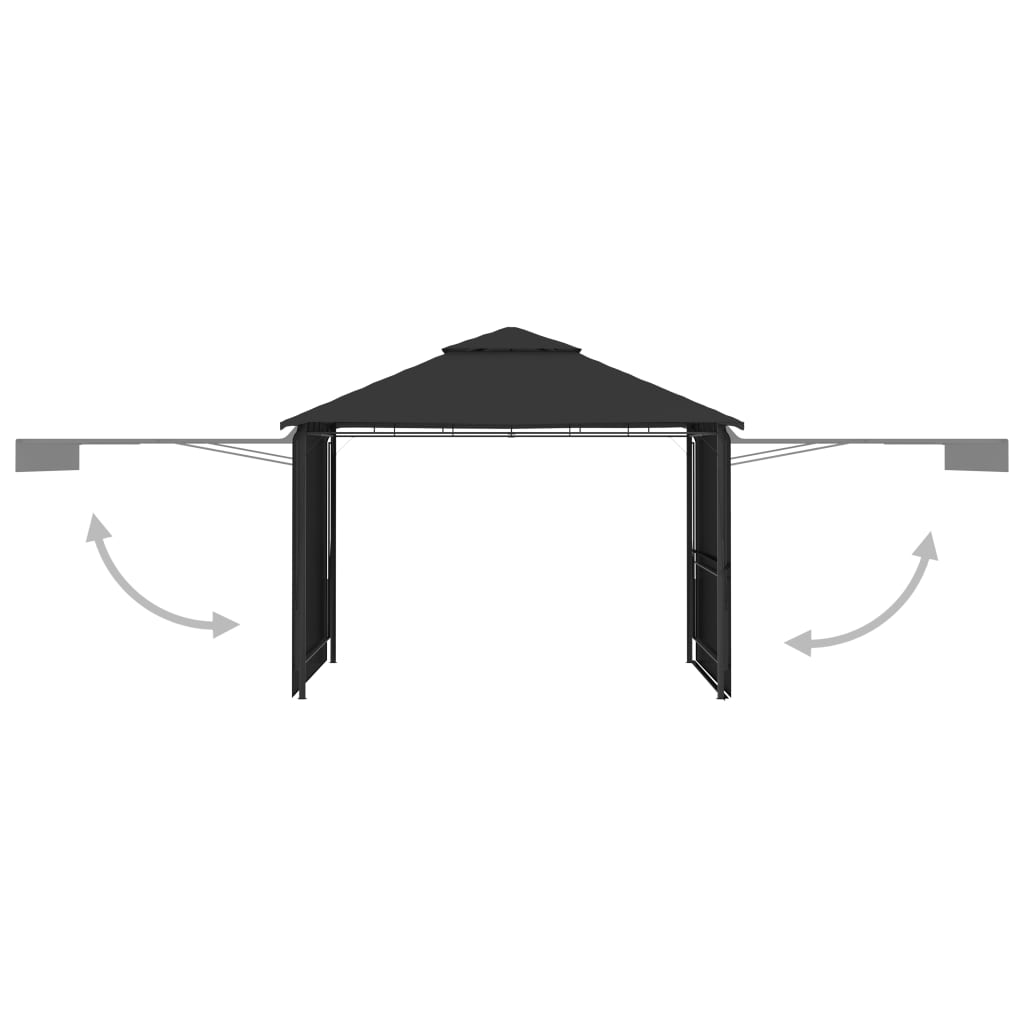 vidaXL Gazebo with Double Extending Roofs 9.8'x9.8'x9' Anthracite 180g/m2