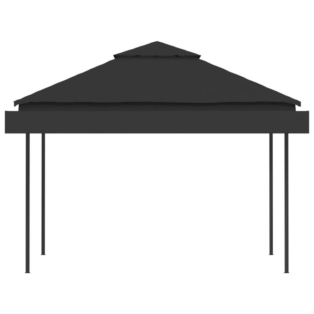 vidaXL Gazebo with Double Extending Roofs 9.8'x9.8'x9' Anthracite 180g/m2