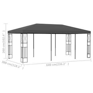 Altán 3 x 6 m antracitový textil - obrázek 6