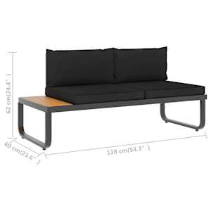4dílná zahradní rohová sedací souprava s poduškami hliník a WPC - obrázek 12