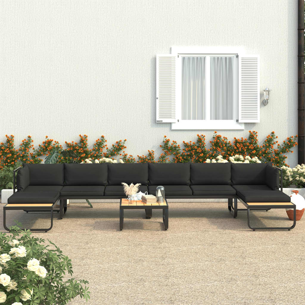 vidaXL Set canapea de grădină colțar cu perne, 5 piese, aluminiu, WPC vidaXL