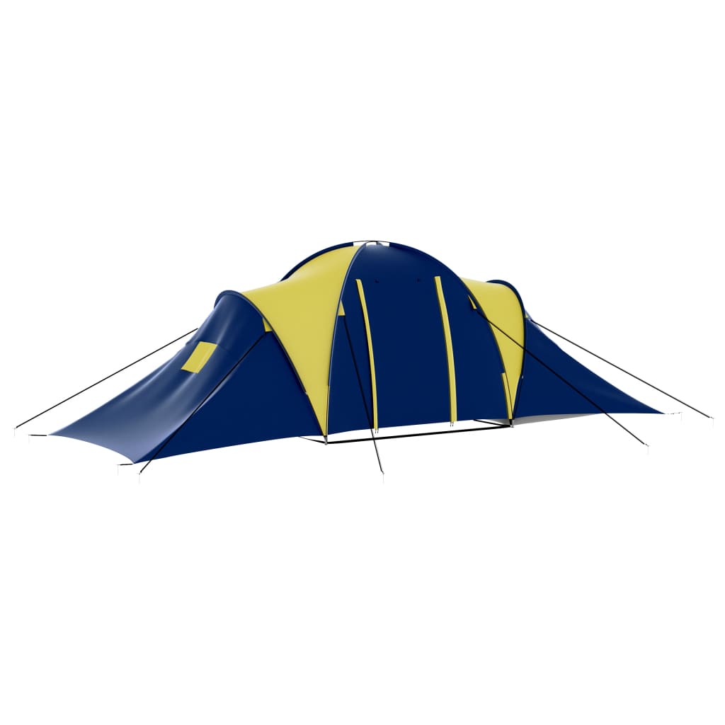 vidaXL Camping Tent Fabric 9 Persons Blue and Yellow