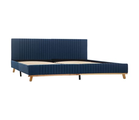 vidaXL gultas rāmis, zils audums, 160x200 cm
