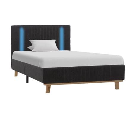 vidaXL Lovos rėmas su LED, tamsiai pilkos spalvos, 90x200cm, audinys