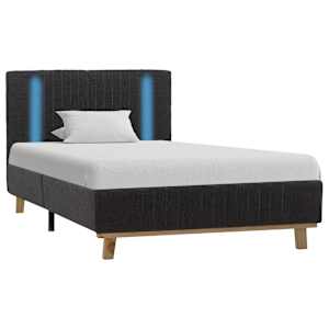 vidaXL Lovos rėmas su LED, tamsiai pilkos spalvos, 90x200cm, audinys