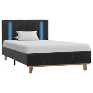 vidaXL Lovos rėmas su LED, tamsiai pilkos spalvos, 100x200cm, audinys