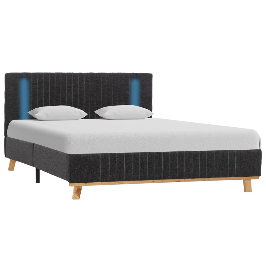 vidaXL Bedframe met LED stof donkergrijs 120x200 cm