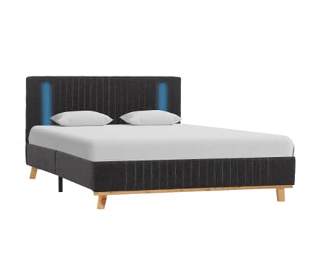 vidaXL Cadru pat cu LED, gri închis, 140 x 200 cm, material textil