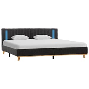 vidaXL Lovos rėmas su LED, tamsiai pilkos spalvos, 160x200cm, audinys