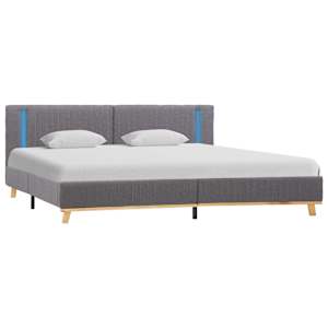 vidaXL Lovos rėmas su LED, šviesiai pilkos spalvos, 160x200cm, audinys