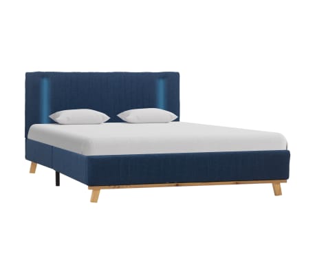 vidaXL gultas rāmis ar LED, zils audums, 120x200 cm