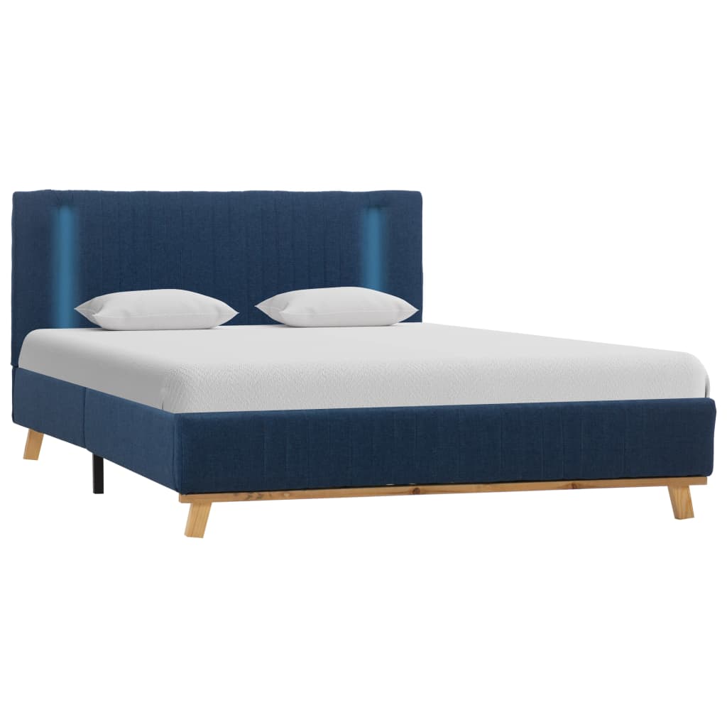 vidaXL Cadre de lit avec LED Bleu Tissu 140 x 200 cm