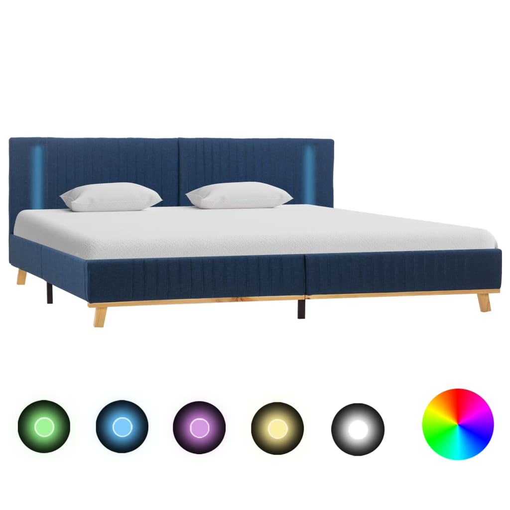 vidaXL Cadru de pat cu LED, albastru, 180 x 200 cm, material textil vidaXL