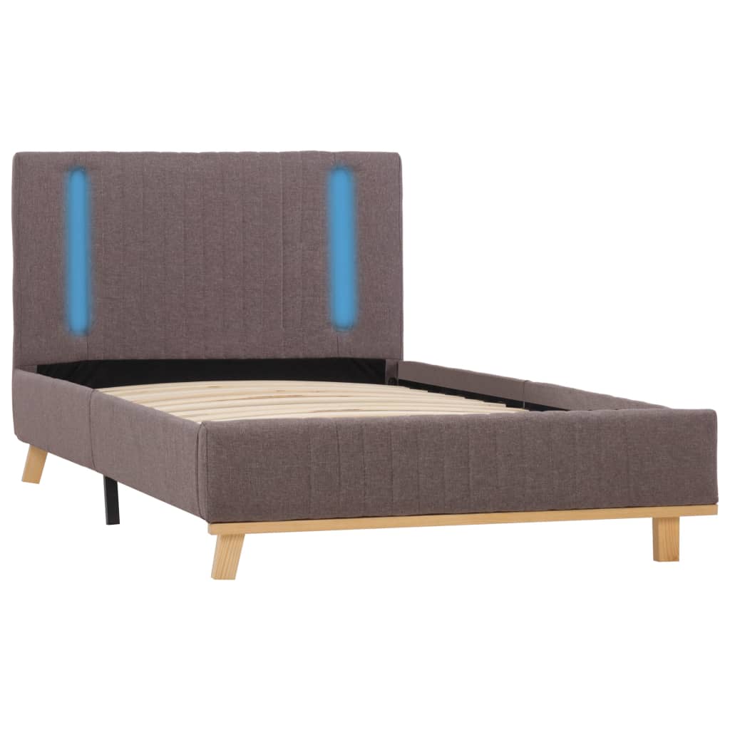 

vidaXL Bedframe met LED stof taupe 90x200 cm