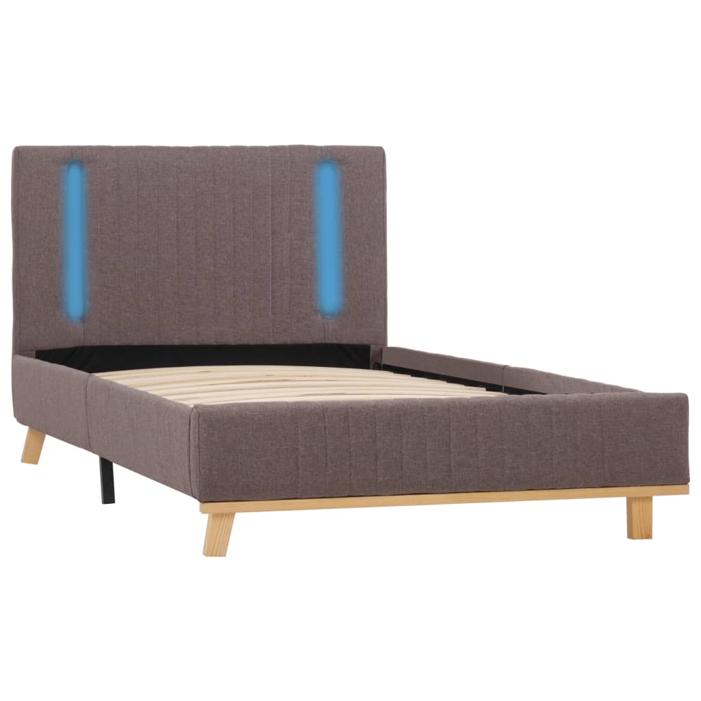 

vidaXL Bedframe met LED stof taupe 100x200 cm