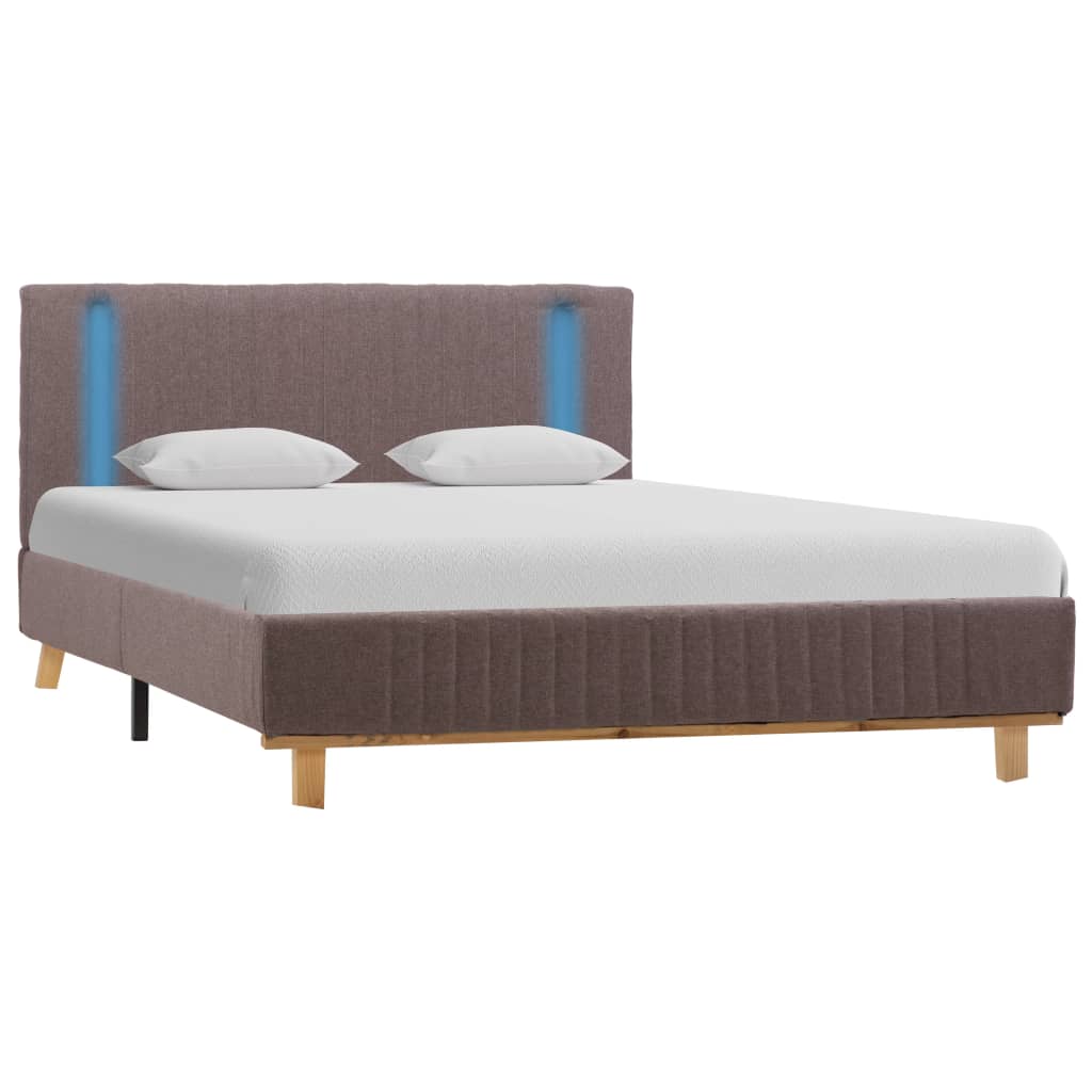 

vidaXL Bedframe met LED stof taupe 120x200 cm