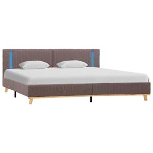 vidaXL Lovos rėmas su LED, taupe spalvos, 160x200cm, audinys