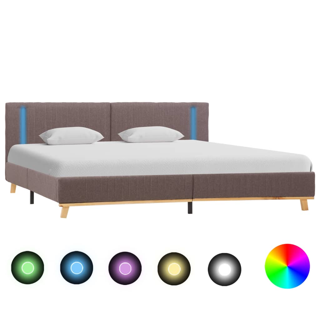 vidaXL Cadru de pat cu LED, gri taupe, 180 x 200 cm, material textil vidaXL