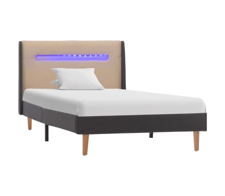 vidaXL sengestel med LED 90 x 200 cm stof cremefarvet