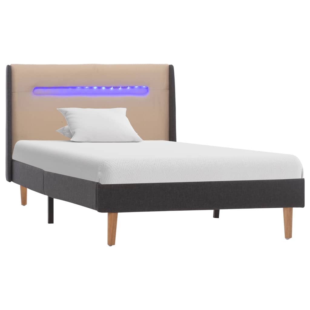 

vidaXL Bedframe met LED stof crèmekleurig 100x200 cm