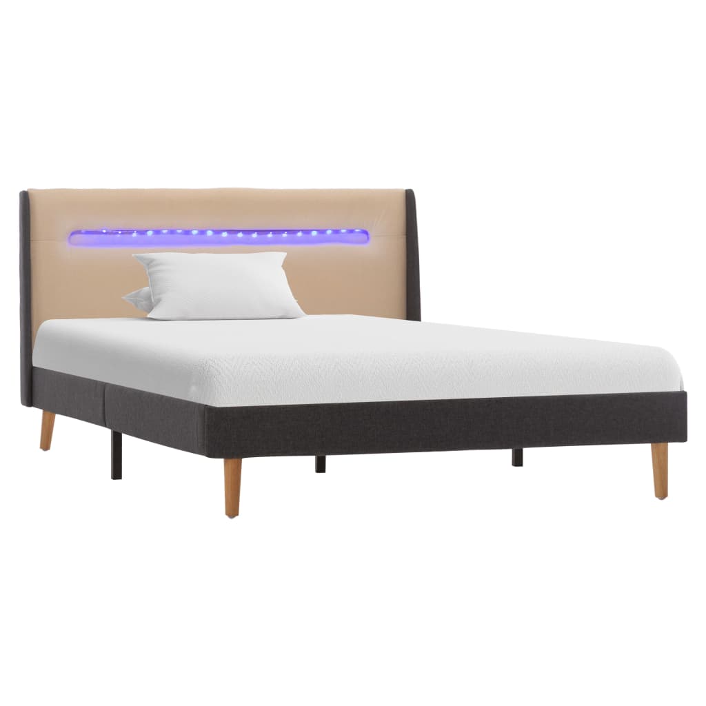 vidaXL Cadru de pat cu LED, crem, 120x200 cm, material textil